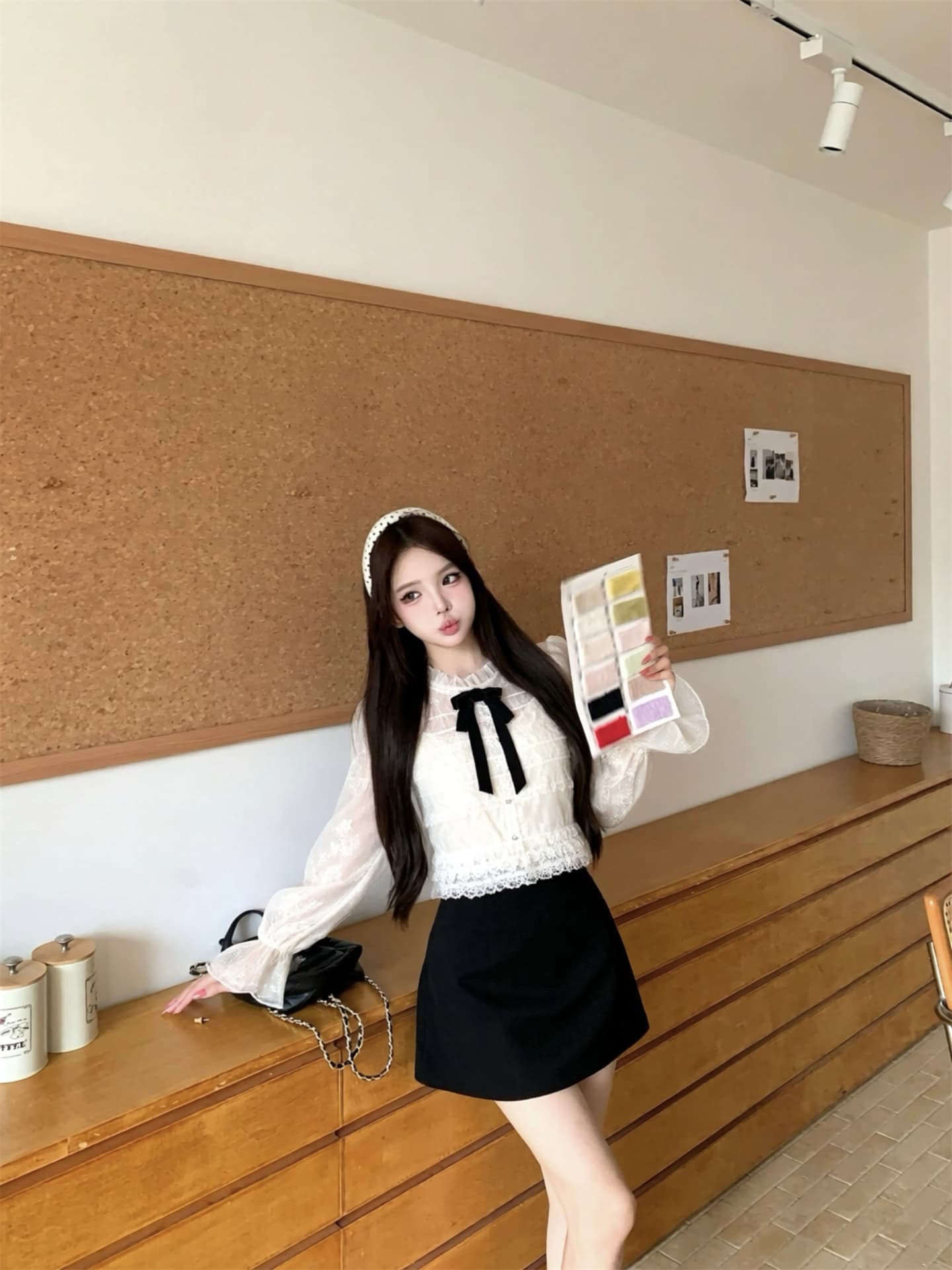 실사 이른 가을 무거운 작업 다중 레이어 좋은 플래시 유럽 오간자 벨벳 나비 매듭 맨위 하이웨이스트 몸매 가꾸기 슬림해 보이는 치마바지 상세 이미지 6