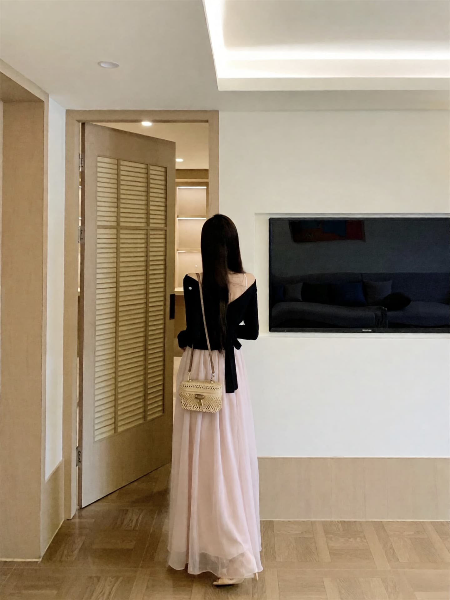 실사 이른 가을 새로운 Jiao 예쁜 발레 스트랩 니트 오픈 가디건 발레 망사 패치워크 드레스 투피스 세트 상세 이미지 15