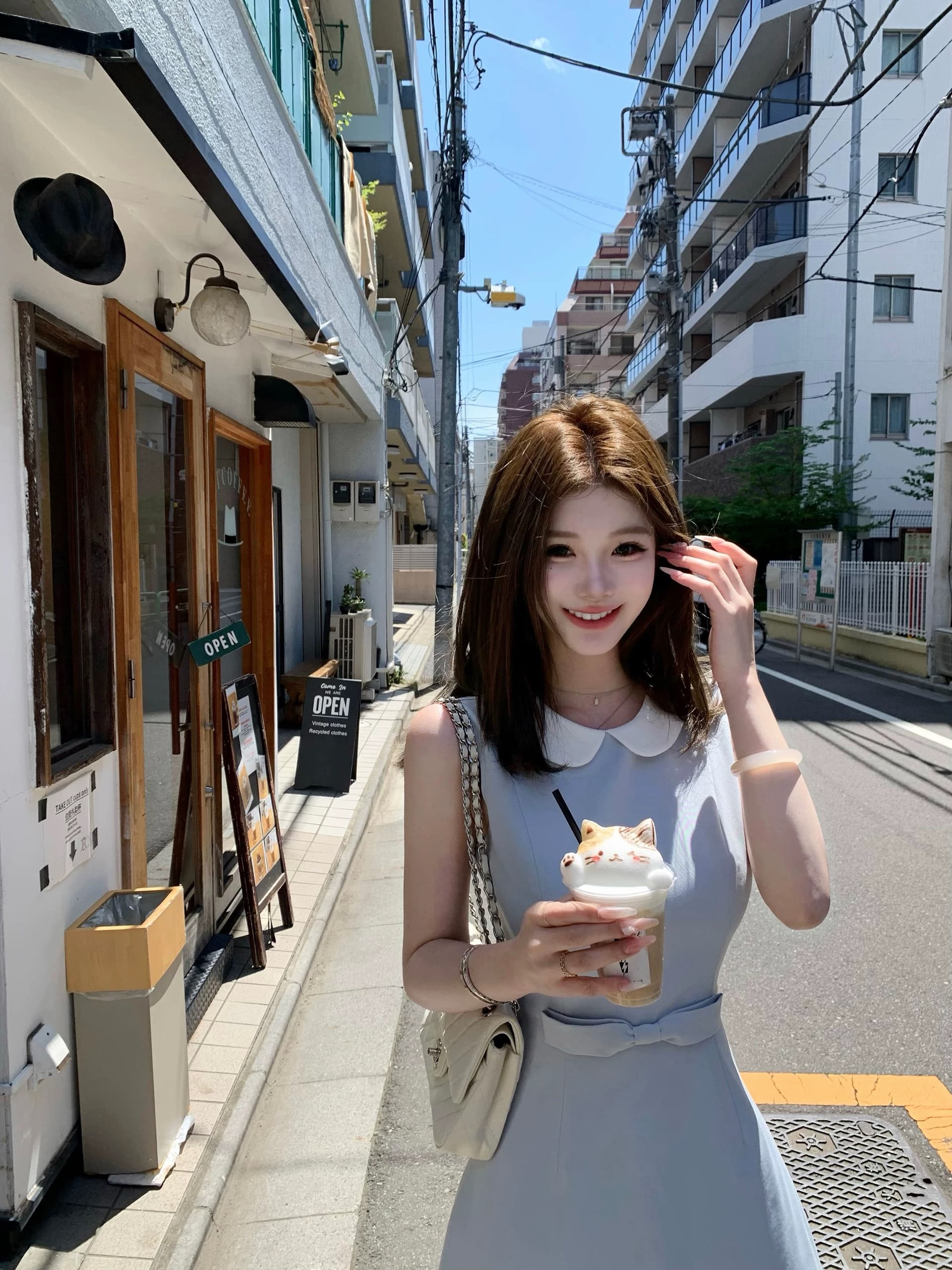 05 26 jmshop 윈저 미스 tr 사선 무늬 웨스트 로드 중 베이비 칼라 드레스 한 마디 민소매 조끼 스커트 이미지 2