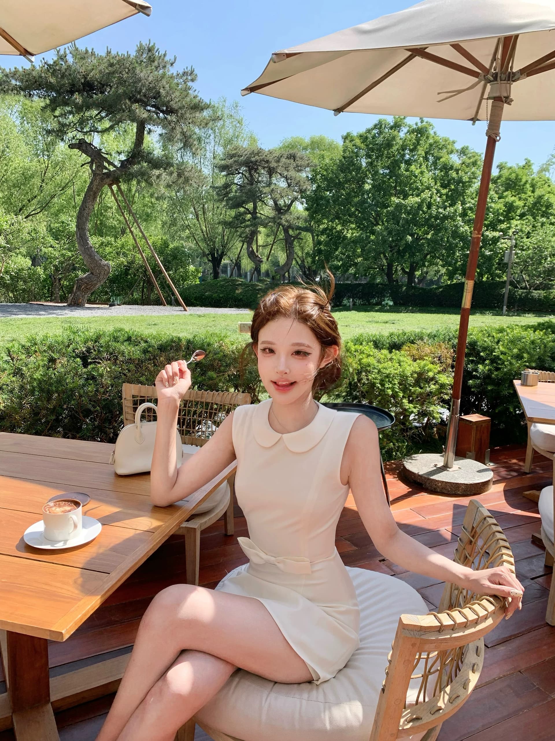 05 26 jmshop 윈저 미스 tr 사선 무늬 웨스트 로드 중 베이비 칼라 드레스 한 마디 민소매 조끼 스커트 상세 이미지 4