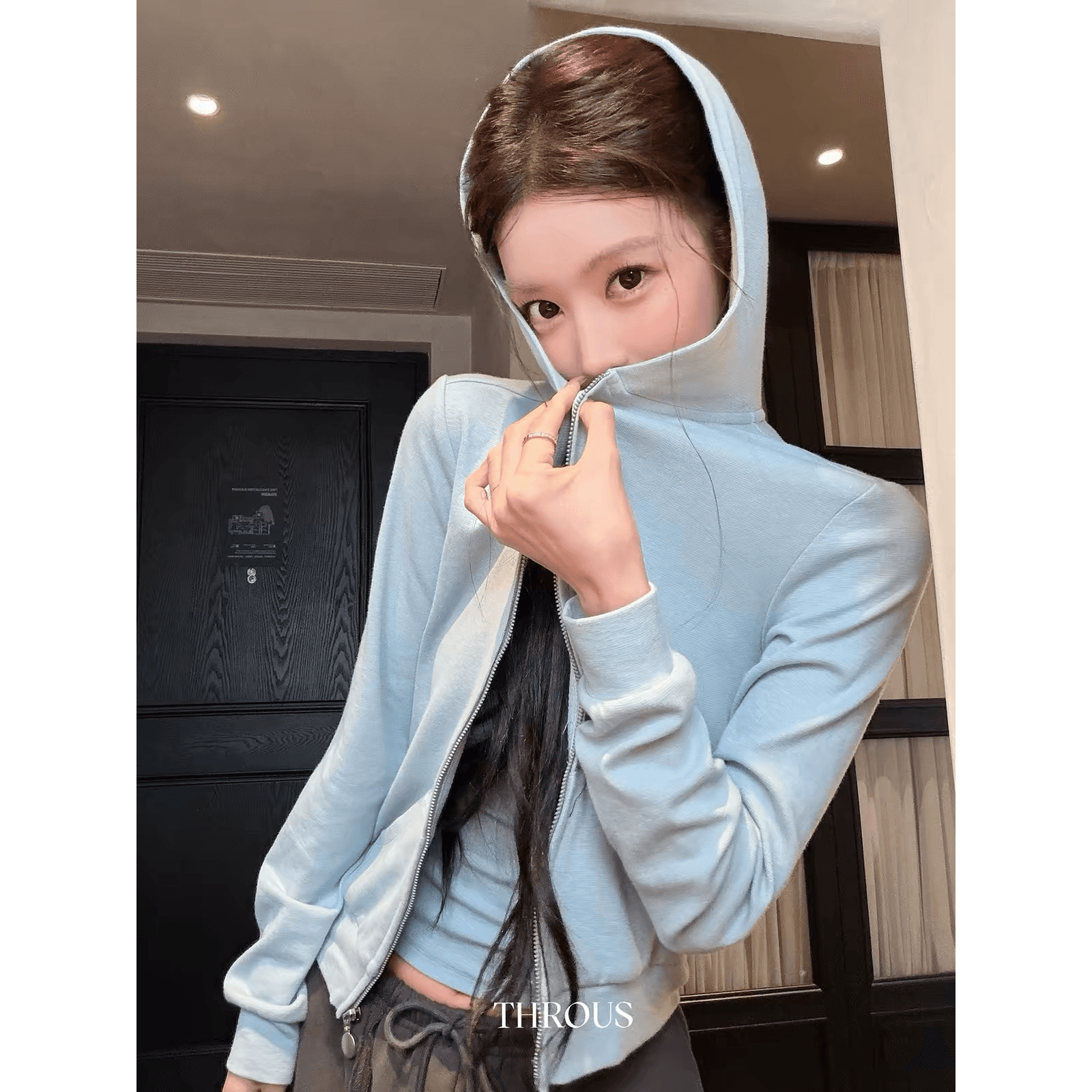 new 08.22 11 00 감사합니다. 아니요 고기 후드 루즈핏 오픈 가디건 후드티 여성 가을 프린트 조끼 세트 이미지 5
