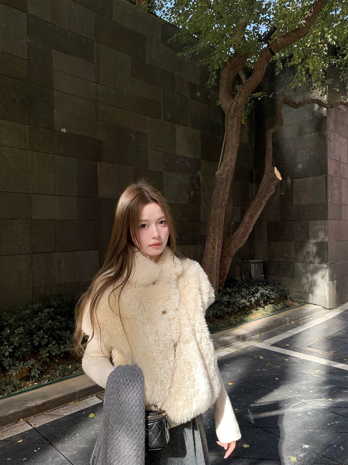 siiooye 세대 경관 산 피모 하나 환경 보호 모피 베스트 작은 외투 모피 재킷 짧은 맨위 어깨 이미지 2