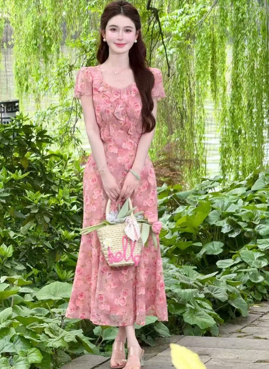 선물 물품 lili 리 리 가족 장미 속삭임 프랑스식 낭만주의 휴가 바람 프릴 인어 꼬리 드레스 이미지 5