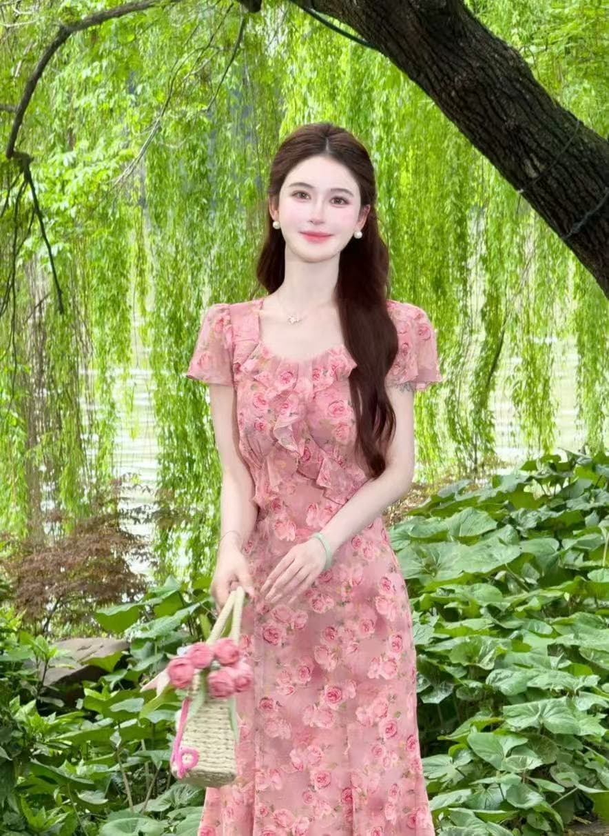 선물 물품 lili 리 리 가족 장미 속삭임 프랑스식 낭만주의 휴가 바람 프릴 인어 꼬리 드레스 이미지 2