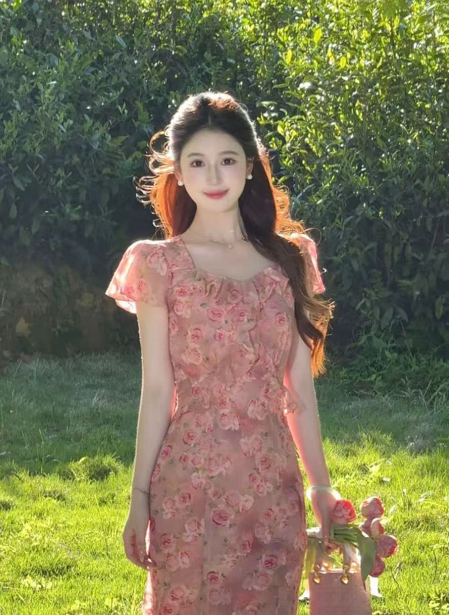 선물 물품 lili 리 리 가족 장미 속삭임 프랑스식 낭만주의 휴가 바람 프릴 인어 꼬리 드레스 상세 이미지 4