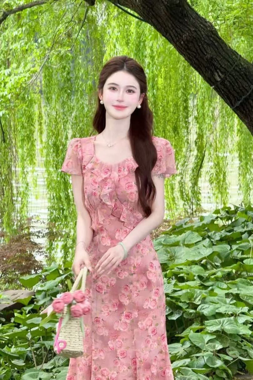 선물 물품 lili 리 리 가족 장미 속삭임 프랑스식 낭만주의 휴가 바람 프릴 인어 꼬리 드레스 이미지 6