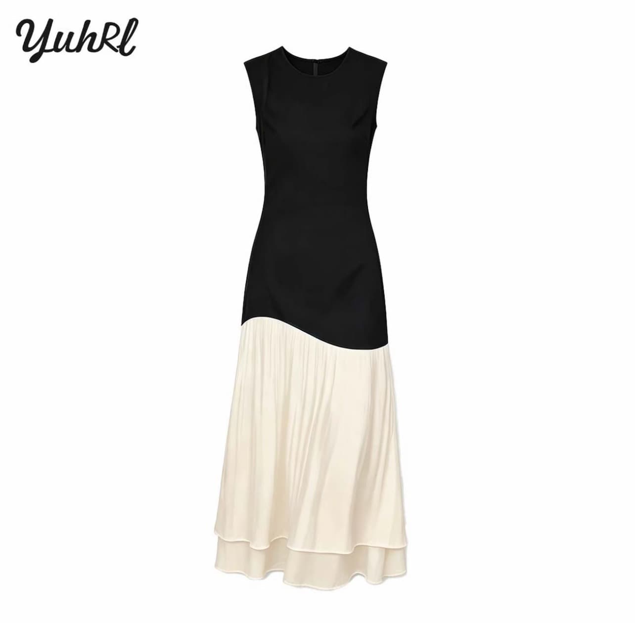 만남 마술 yuhrl 꿈 중간 상태 치마 여름 불규칙 밑단 편안함 패치워크 색상 드레스 이미지 2