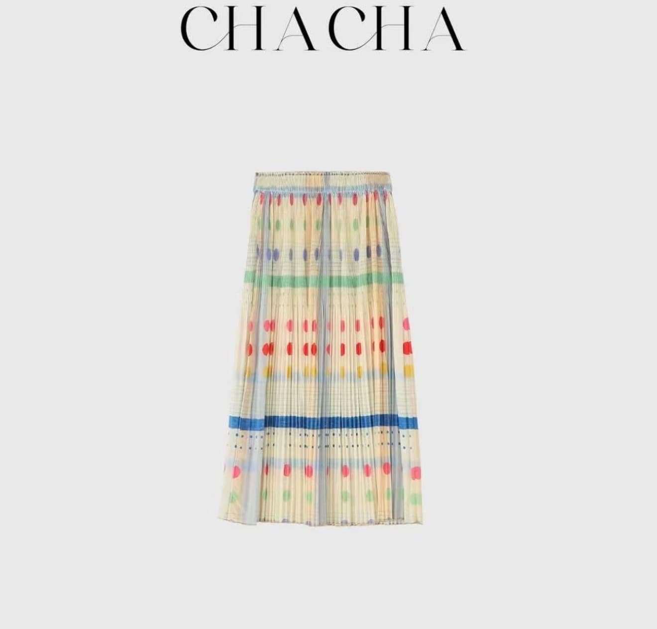 chacha 봄 와일드 유치한 곰 캐주얼 패션 다용도 워싱 녹색 작은 곰 티셔츠 색상 도트 무늬 반 스커트 이미지 4