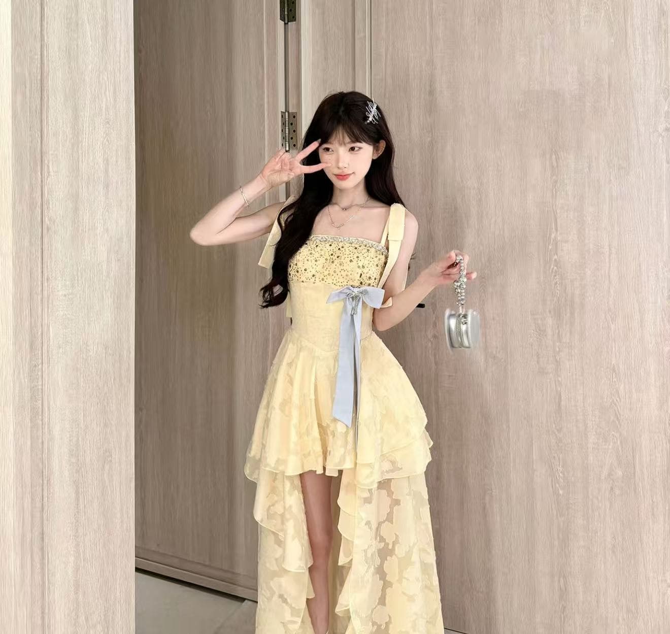 캄파넬라 세과 house 허니 포멜로 스타 모래 달콤함 휴가 바람 프린트 슬립 트임 술 드레스 여름 순수한 욕망 이미지 3