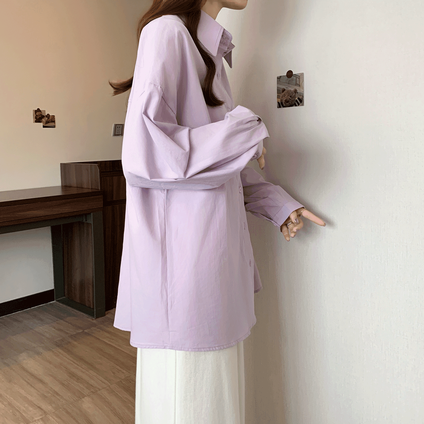실사 빅 사이즈 긴팔 여성 셔츠 2026 년 한국 스타일 가을 루즈핏 느긋한 바람 캐주얼 패션 단색 다용도 맨위 상세 이미지 17