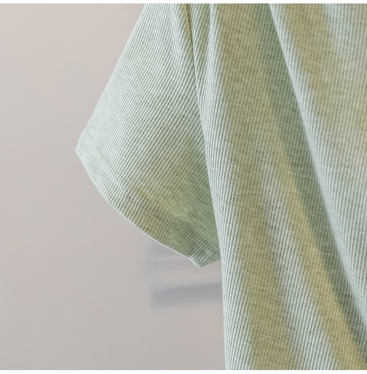 실사 빅 사이즈 반팔 티셔츠 여성 보라색 불규칙 여름 새로운 V넥 홀로우 아웃 허리 수축 통통한 여동생 긍정적 인 어깨 의류 상세 이미지 31