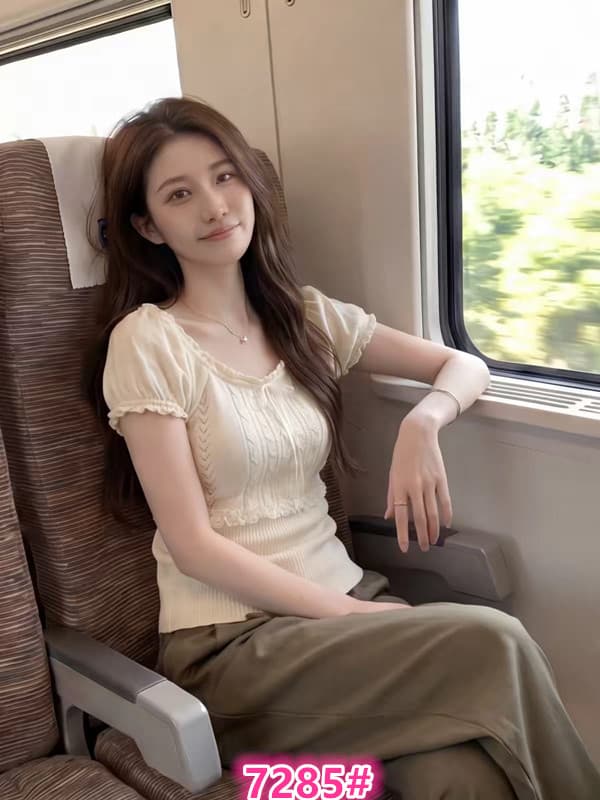 새로운 한 부서 레이스 조각 부서 벨트 측면 칼라 반팔 니트 스웨터 여성 의류 여름 슬림해 보이는 부드러운 패션 쇼트 스타일 맨위 상세 이미지 1