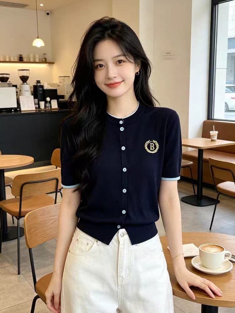 번호 128 한 부서 배색 페이크 레이어드 부드러운 찹쌀 오픈 가디건 가을 겨울철 품격 느긋한 니트 재킷 0968011 이미지 2