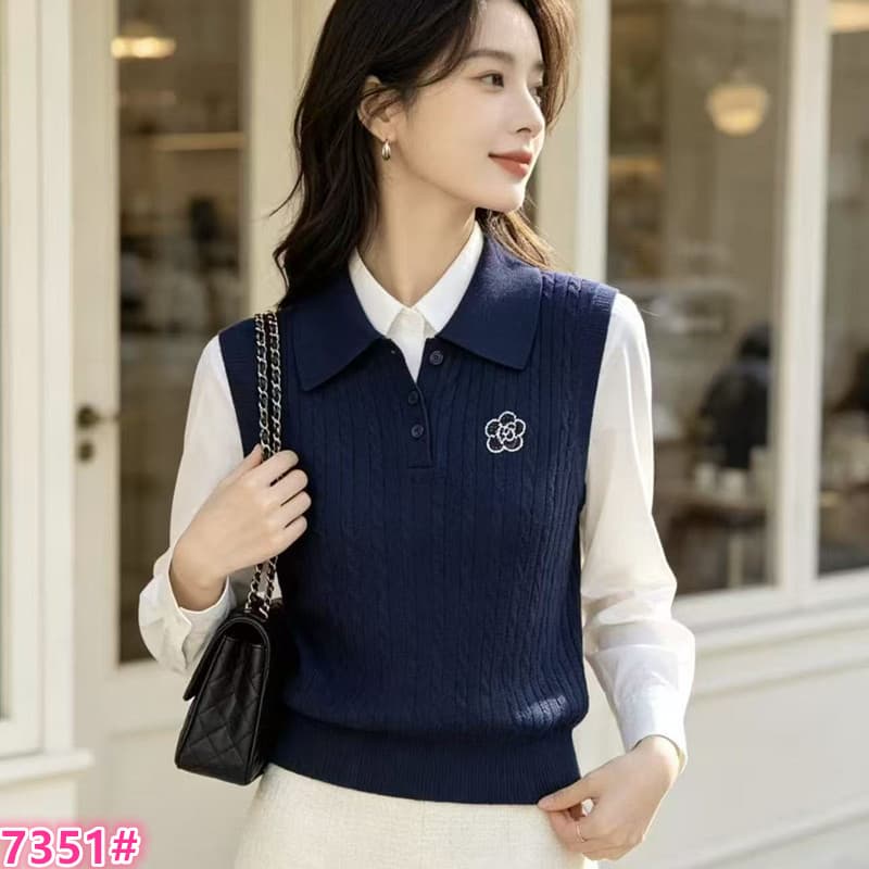 새로운 다용도 섹션 주간 실크 POLO 칼라 니트 베스트 새로운 스택 착용 맨위