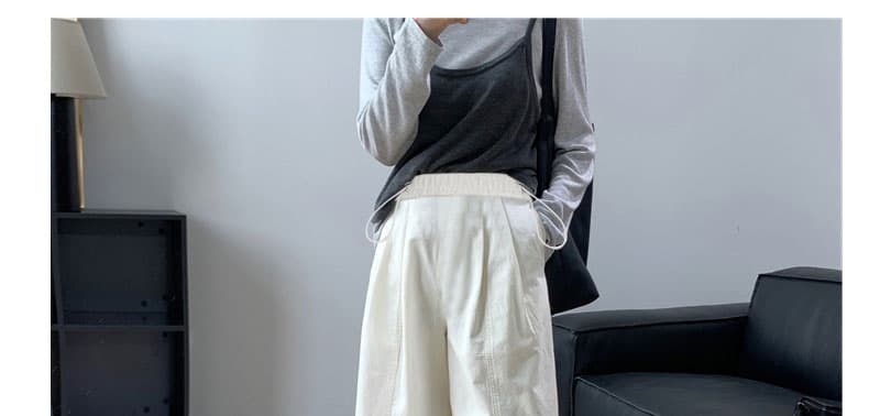 지금 임산부 가을 겨울 새로운 패치워크 3 차원 더블 Pleat 넓은 측면 9 포인트 루즈핏 스트레이트 캐주얼 하이웨이스트 와이드 레그 팬츠 상세 이미지 19