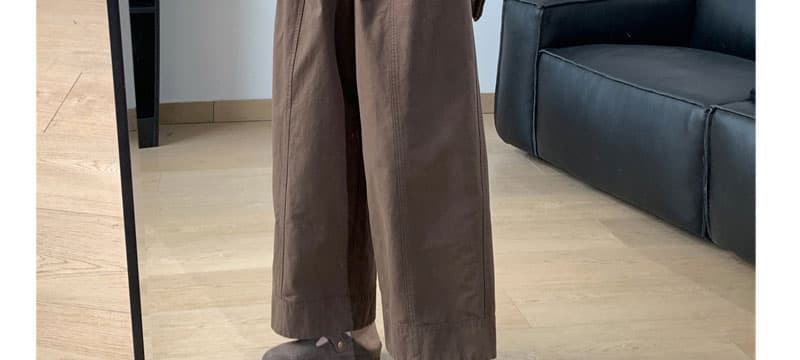 지금 임산부 가을 겨울 새로운 패치워크 3 차원 더블 Pleat 넓은 측면 9 포인트 루즈핏 스트레이트 캐주얼 하이웨이스트 와이드 레그 팬츠 상세 이미지 30