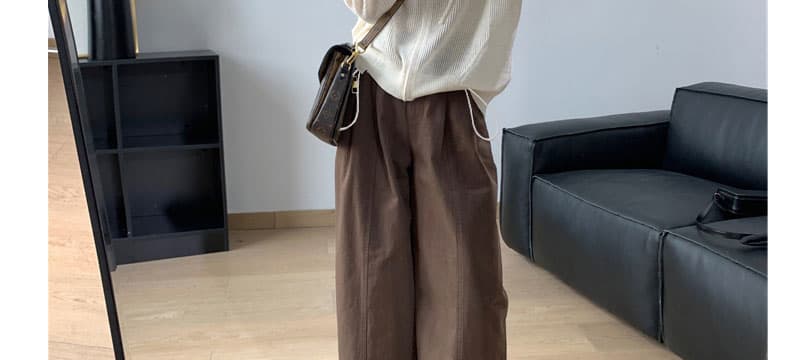 지금 임산부 가을 겨울 새로운 패치워크 3 차원 더블 Pleat 넓은 측면 9 포인트 루즈핏 스트레이트 캐주얼 하이웨이스트 와이드 레그 팬츠 상세 이미지 34