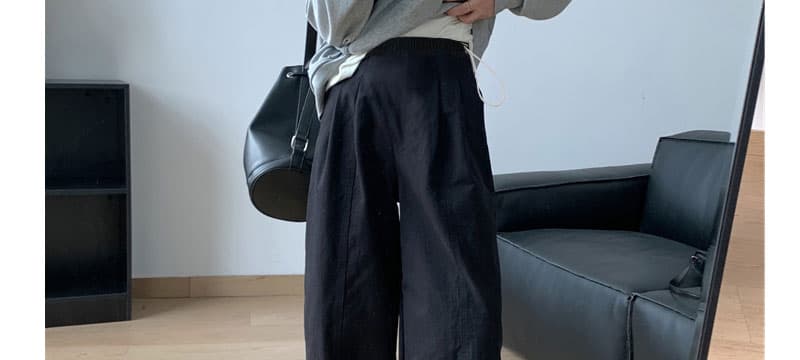 지금 임산부 가을 겨울 새로운 패치워크 3 차원 더블 Pleat 넓은 측면 9 포인트 루즈핏 스트레이트 캐주얼 하이웨이스트 와이드 레그 팬츠 상세 이미지 40