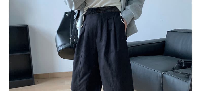 지금 임산부 가을 겨울 새로운 패치워크 3 차원 더블 Pleat 넓은 측면 9 포인트 루즈핏 스트레이트 캐주얼 하이웨이스트 와이드 레그 팬츠 상세 이미지 42