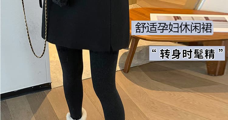 지금 임산부 패션 다용도 품격 스트레이트 반신 스커트 2026 가을 겨울철 새로운 하이웨이스트 슬림해 보이는 품격 미니 스커트 상세 이미지 11