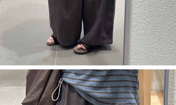 지금 임산부 한 부서 하이웨이스트 느슨함 센스 넓은 다리 모통이 칼 바지 가을 새로운 루즈핏 캐주얼 9 포인트 풍선 바지 상세 이미지 25