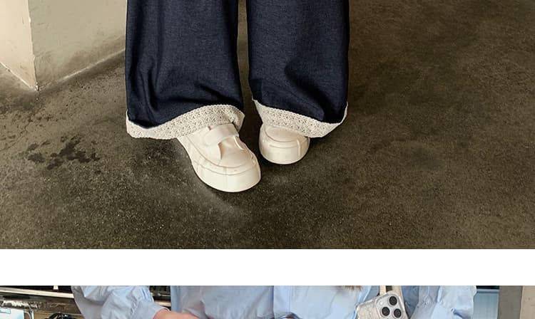 지금 임산부 레트로 레이스 조각 넓은 다리 캐주얼 바지 가을 느슨함 센스 배 모양 몸 하이웨이스트 슬림해 보이는 다용도 긴 바지 상세 이미지 25