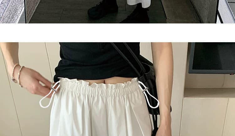 임산부 여름 새로운 프랑스식 퍼프 우산 치마바지 꽃잎 하이웨이스트 저항 주름 속도 건조한 7 점 반신 바지 상세 이미지 21