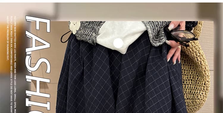 지금 임산부 체크무늬 디자인 센스 작은 대중 라디안 풍선 랜턴 치마 여름 새로운 루즈핏 느긋한 바람 버클리 치마 상세 이미지 1