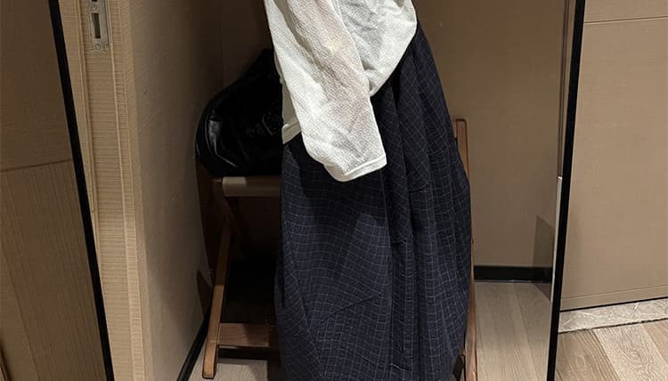 지금 임산부 체크무늬 디자인 센스 작은 대중 라디안 풍선 랜턴 치마 여름 새로운 루즈핏 느긋한 바람 버클리 치마 상세 이미지 21