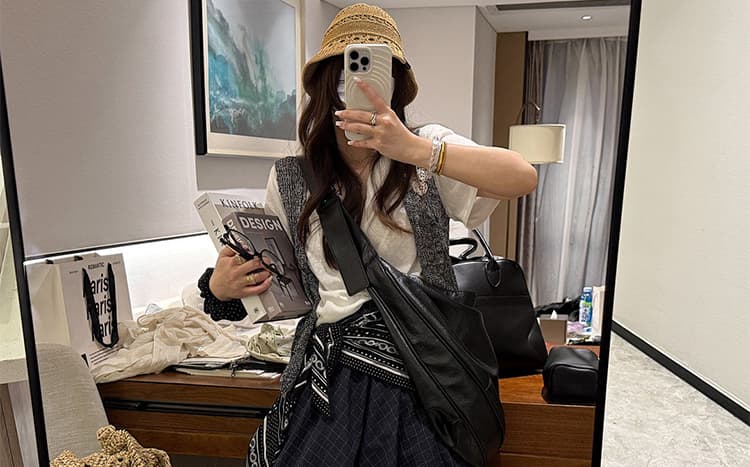 지금 임산부 체크무늬 디자인 센스 작은 대중 라디안 풍선 랜턴 치마 여름 새로운 루즈핏 느긋한 바람 버클리 치마 상세 이미지 32