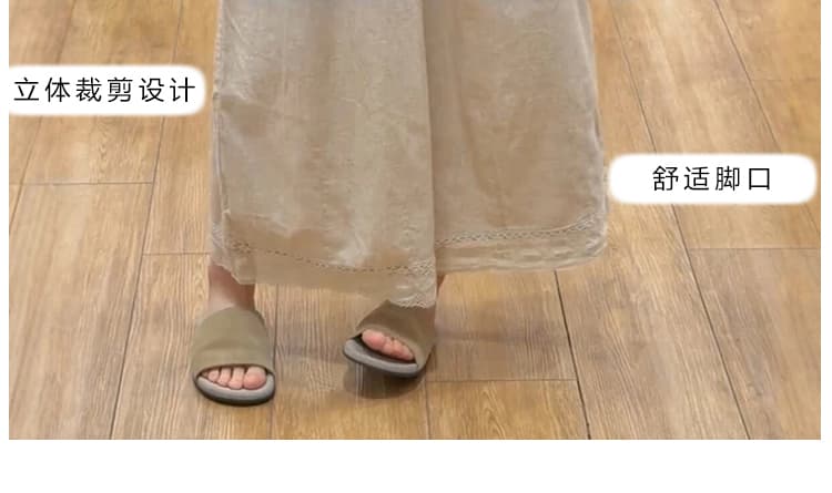 지금 임산부 여름 라미 새로운 캐주얼 하이웨이스트 슬림해 보이는 얇은 스타일 아마 루즈핏 레이스 레이스 넓은 다리 9부 바지 상세 이미지 16
