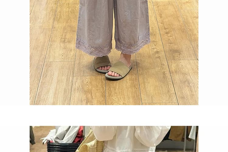 지금 임산부 여름 라미 새로운 캐주얼 하이웨이스트 슬림해 보이는 얇은 스타일 아마 루즈핏 레이스 레이스 넓은 다리 9부 바지 상세 이미지 32