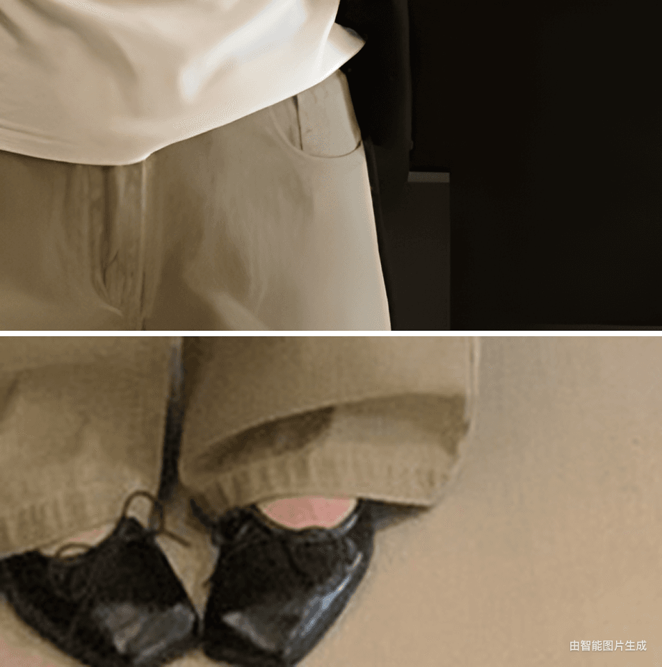 아메리칸 레트로 카키 색 넓은 다리 청바지 여성 여름 새로운 빅 사이즈 지방 mm 루즈핏 슬림해 보이는 자수 스트레이트 팬츠 상세 이미지 8