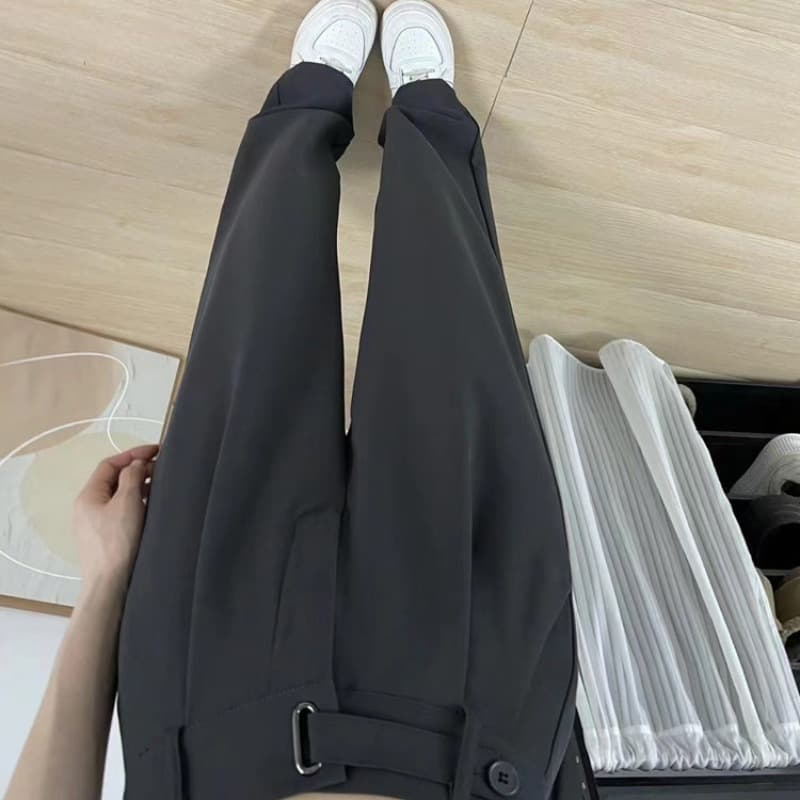 배 모양 몸 캐주얼 정장 바지 여성 여름 새로운 빅 사이즈 지방 mm 하이웨이스트 루즈핏 도루 센스 슬림해 보이는 넓은 다리 길이 바지 이미지 6