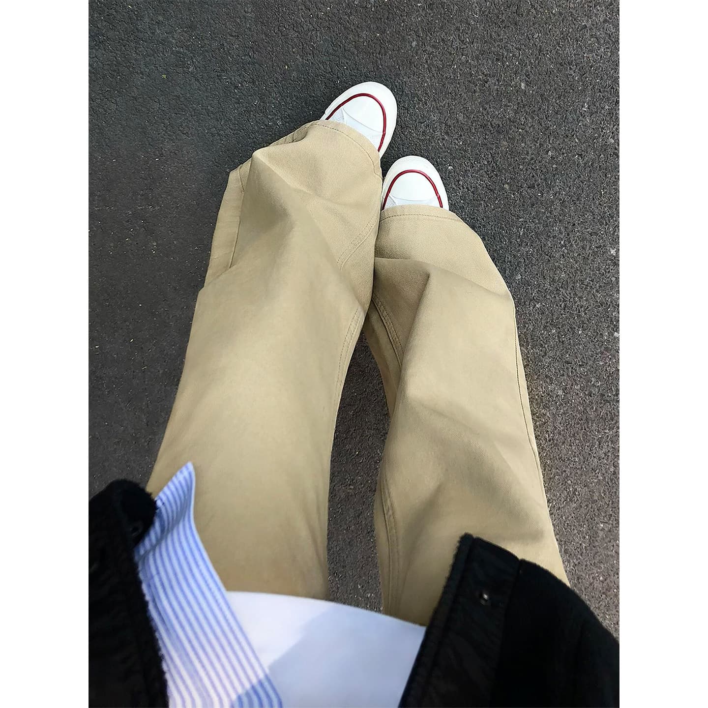 레트로 카키 색 부츠컷 청바지 여성 여름 새로운 통통한 여동생 mm 루즈핏 슬림해 보이는 표지 넓적 다리 넓은 다리 바닥 청소 바지 이미지 4