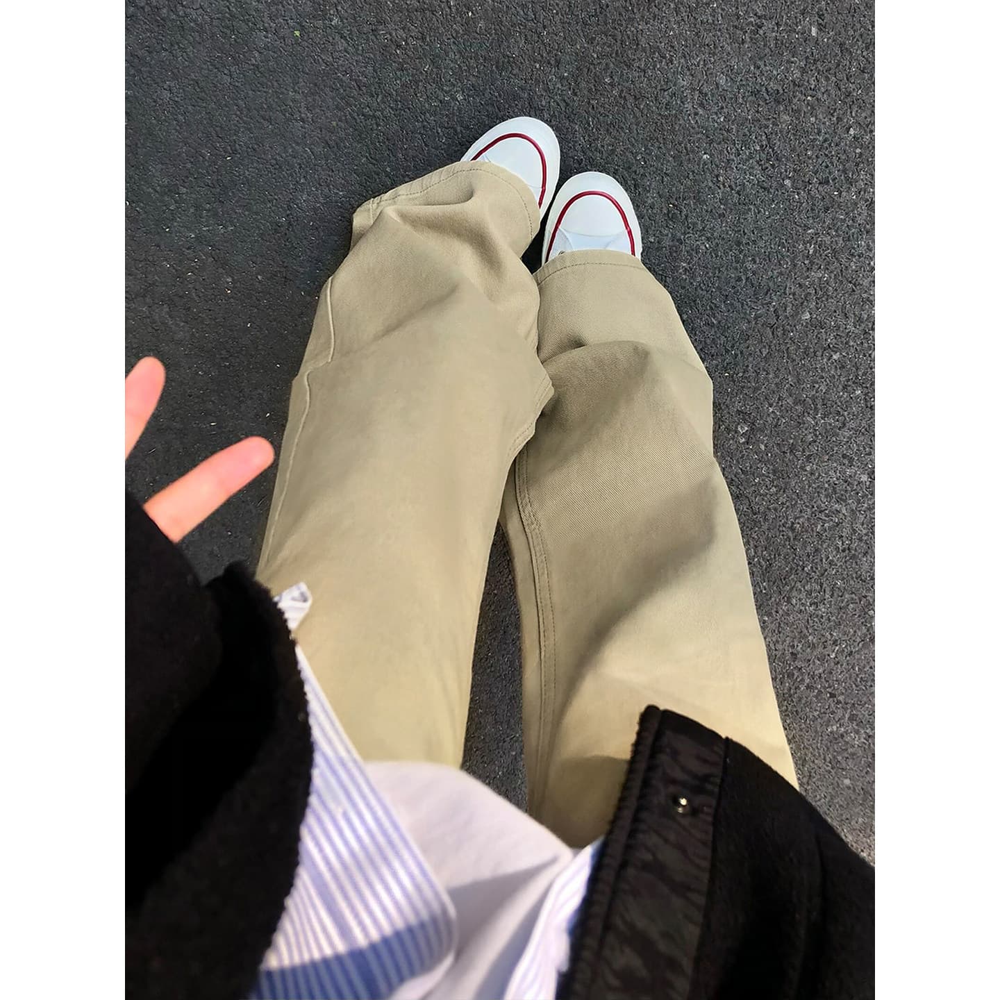 레트로 카키 색 부츠컷 청바지 여성 여름 새로운 통통한 여동생 mm 루즈핏 슬림해 보이는 표지 넓적 다리 넓은 다리 바닥 청소 바지 이미지 2