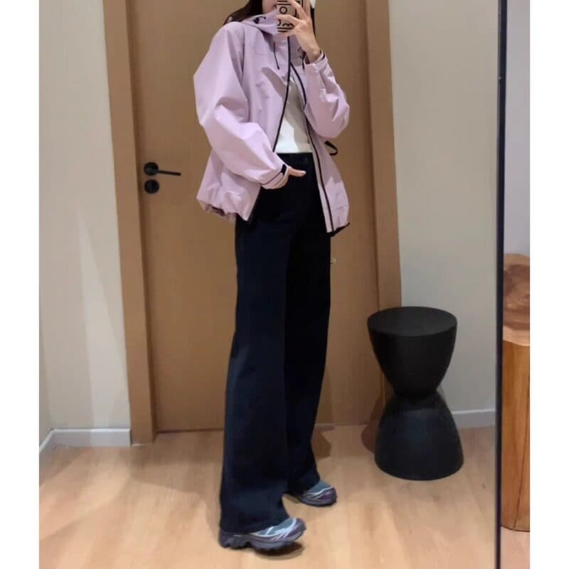 검정색 스트레이트 부츠컷 청바지 여성 2026 새로운 봄 가을 하이웨이스트 슬림해 보이는 지방 mm 루즈핏 좁은 에디션 와이드 레그 팬츠 어린이 이미지 4