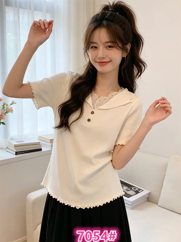 페이크 레이어드 얼음 실크 반팔 티셔츠 여성 얇은 스타일 니트 새로운 여름 고급 센스 한국 스타일 몸매 가꾸기 작은 키 맨위 상세 이미지 1