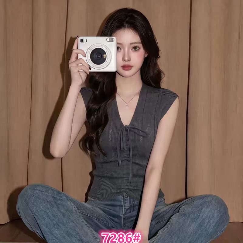 조수 브랜드 프랑스식 민소매 홀로우 아웃 캐미솔 여름 아름다운 화이트 칼라 아름다운 해변가 외출용 니트 맨위 상세 이미지 1