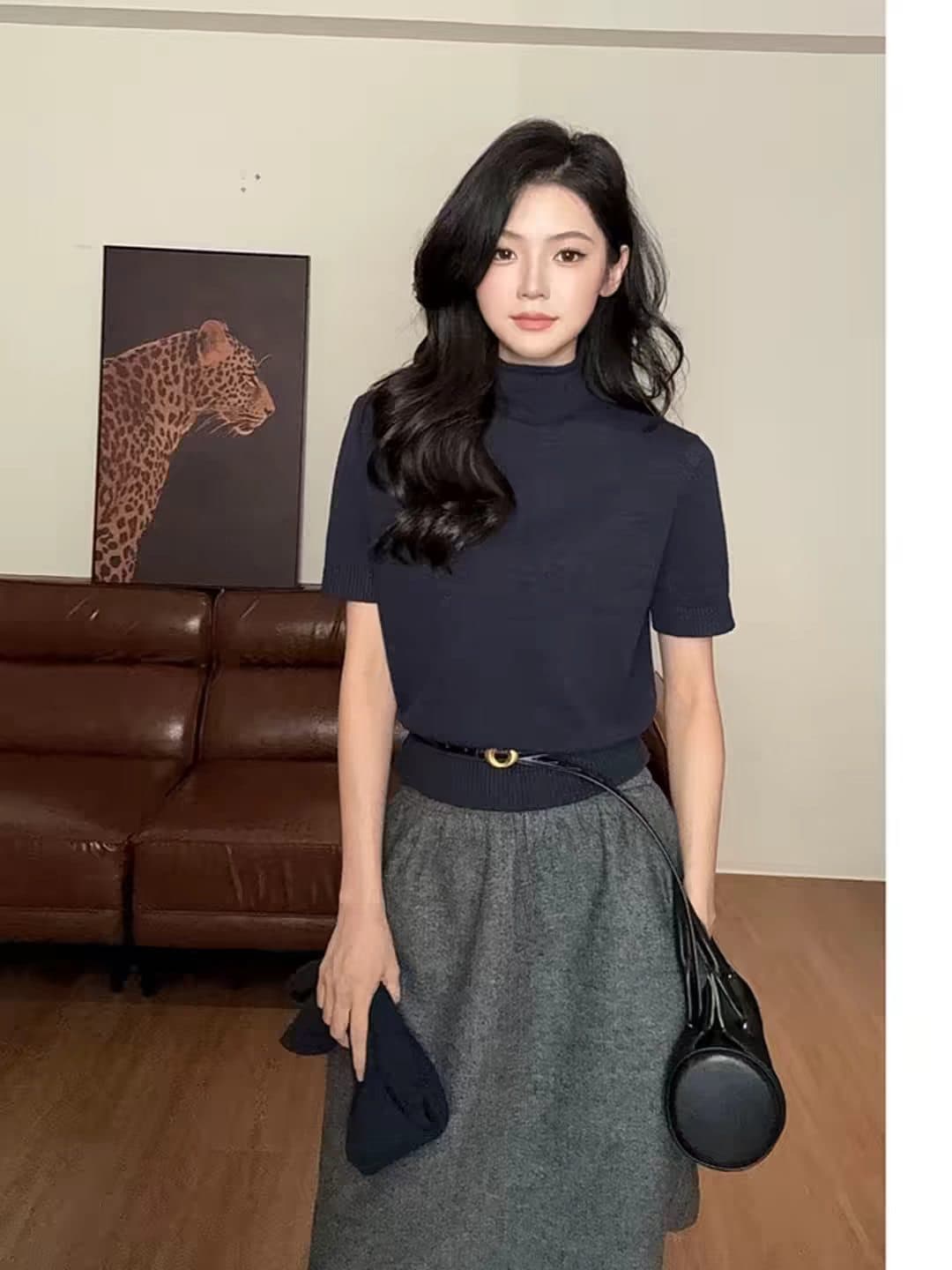 터틀넥 풀오버 만나는 스웨터 여자 2026 조기 가을 새로운 느긋한 바람 슬림해 보이는 인사이드 가져 가라. 소매 커버 니트 스웨터 맨위 상세 이미지 5