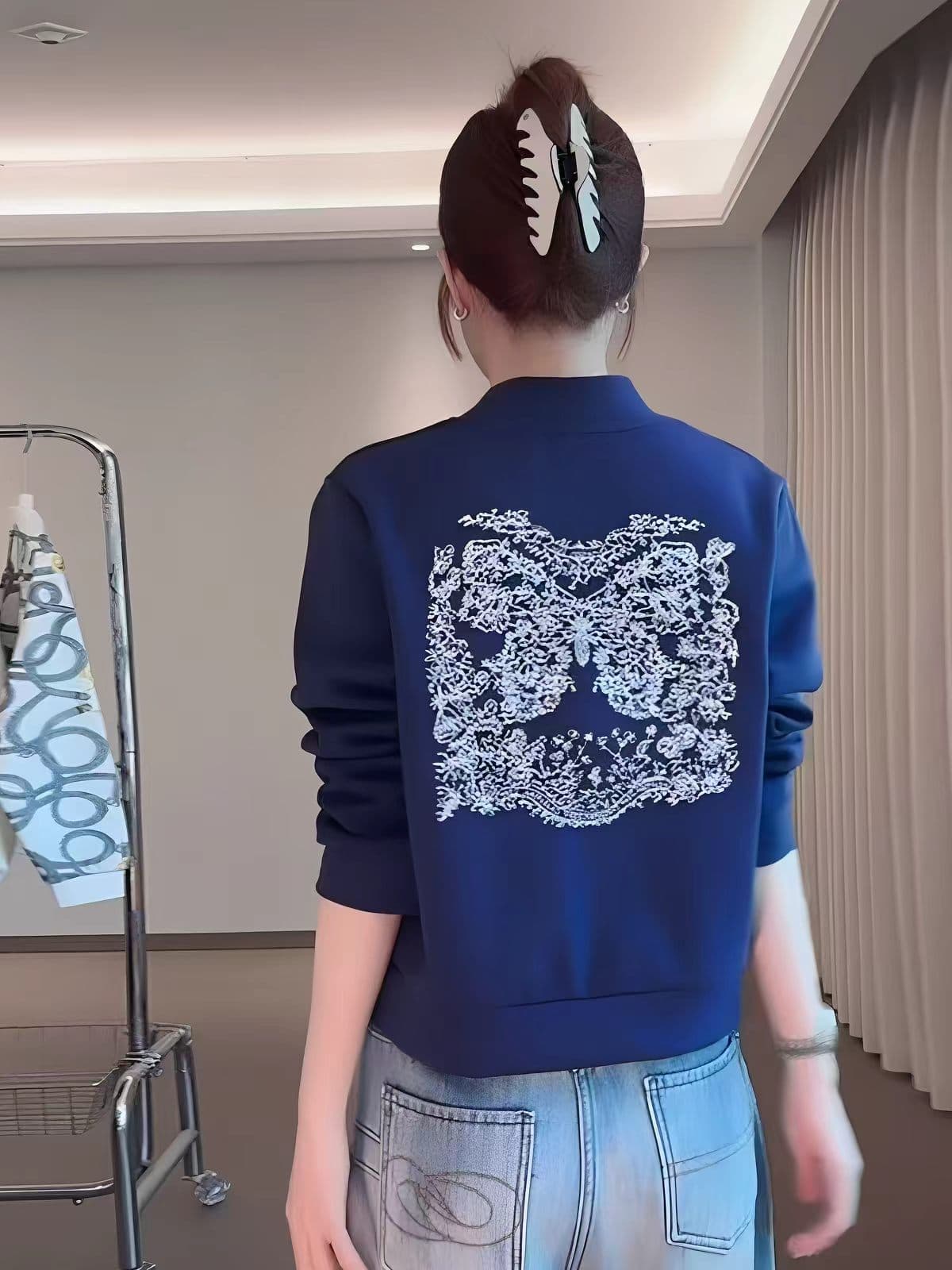 이른 가을 새로운 패션 연령 감소 야구 유니폼 여성 코트 미니멀리즘 자수 캐주얼 운동 다용도 루즈핏 오픈 가디건 맨위 이미지 4