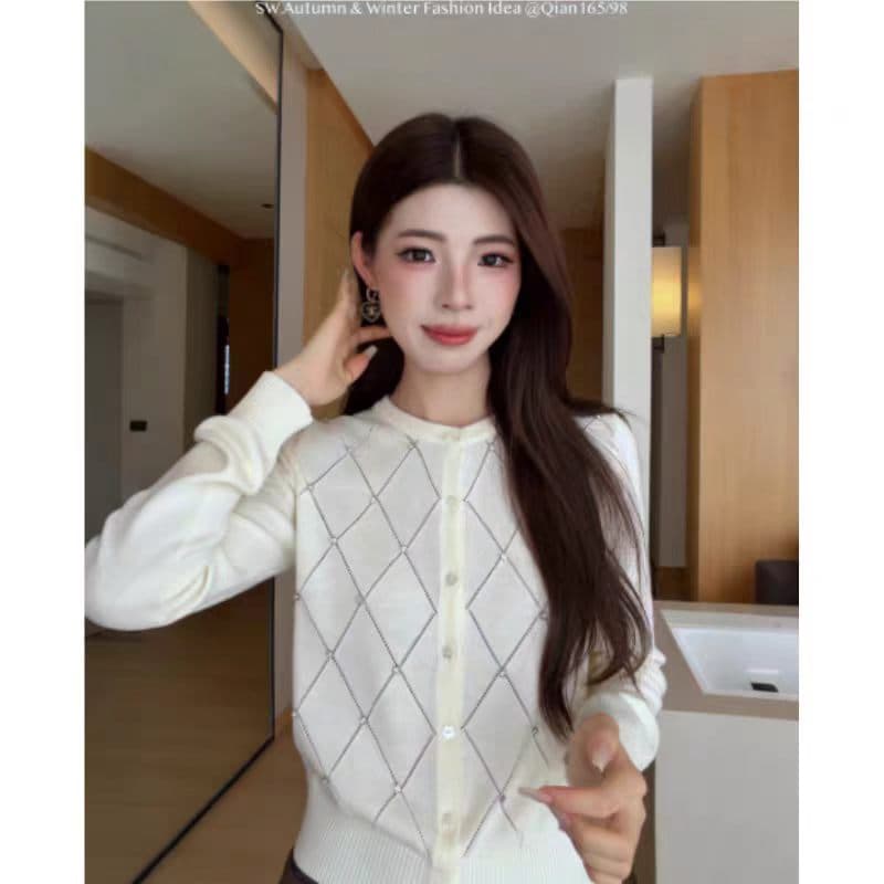 자비 색상 얇은 스타일 라운드 넥 니트 긴 소매 오픈 가디건 여름 드레스 새로운 태양 보호 셔츠 여성 2026 년 얼음 실크 에어컨 셔츠 재킷 이미지 3