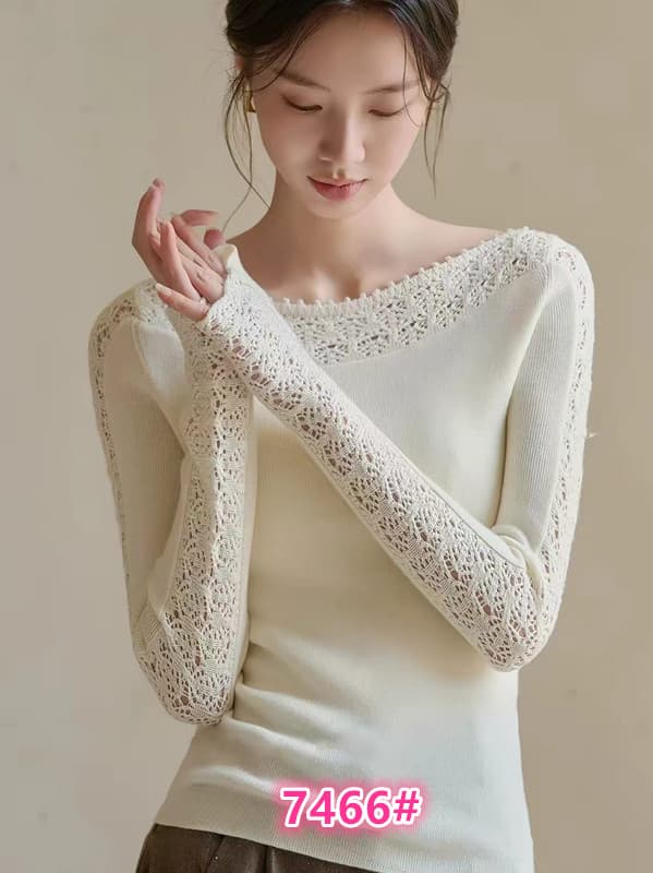 프랑스식 디자인 센스 작은 대중 보트넥 홀로우 아웃 자수 만나는 니트 스웨터 여성 봄 가을 인사이드 가져 가라. 홀로우 아웃 긴팔 맨위