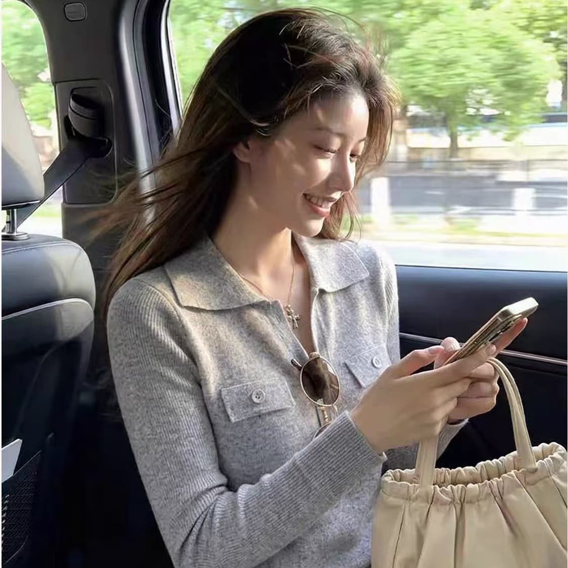 한 부서 오트밀 색상 V넥 니트 스웨터 여성 봄 가을 착용 가져 가라. 오래된 돈 바람 스웨터 POLO 셔츠 인사이드 가져 가라. 만나는 맨위 이미지 5