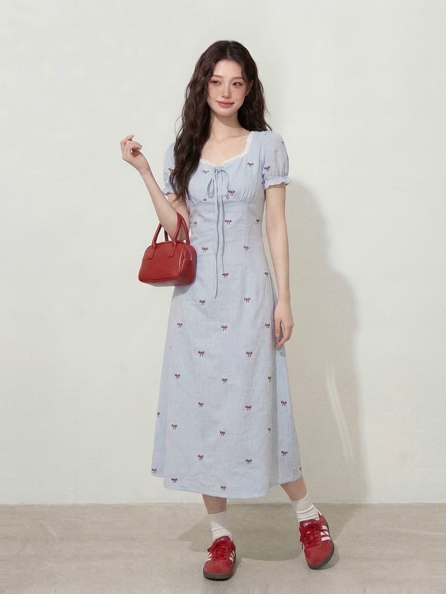 실사 빅 사이즈 여성 의류 좋아요. 제발 면서 벨 한 부서 여름 새로운 드레스 지방 mm 숨기기 고기 슬림해 보이는 드레스 이미지 2
