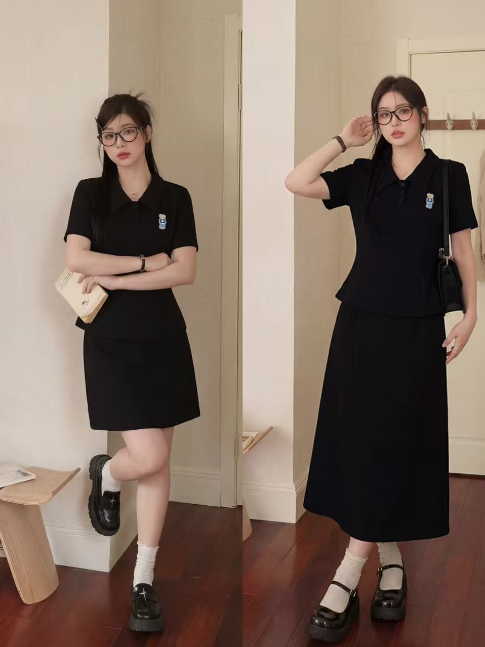 실사 s-4xl 여름 빅 사이즈 마이크로 지방 mm 캐주얼 세트 외국 가스 반팔 POLO 셔츠 티셔츠 슬림해 보이는 반신 스커트