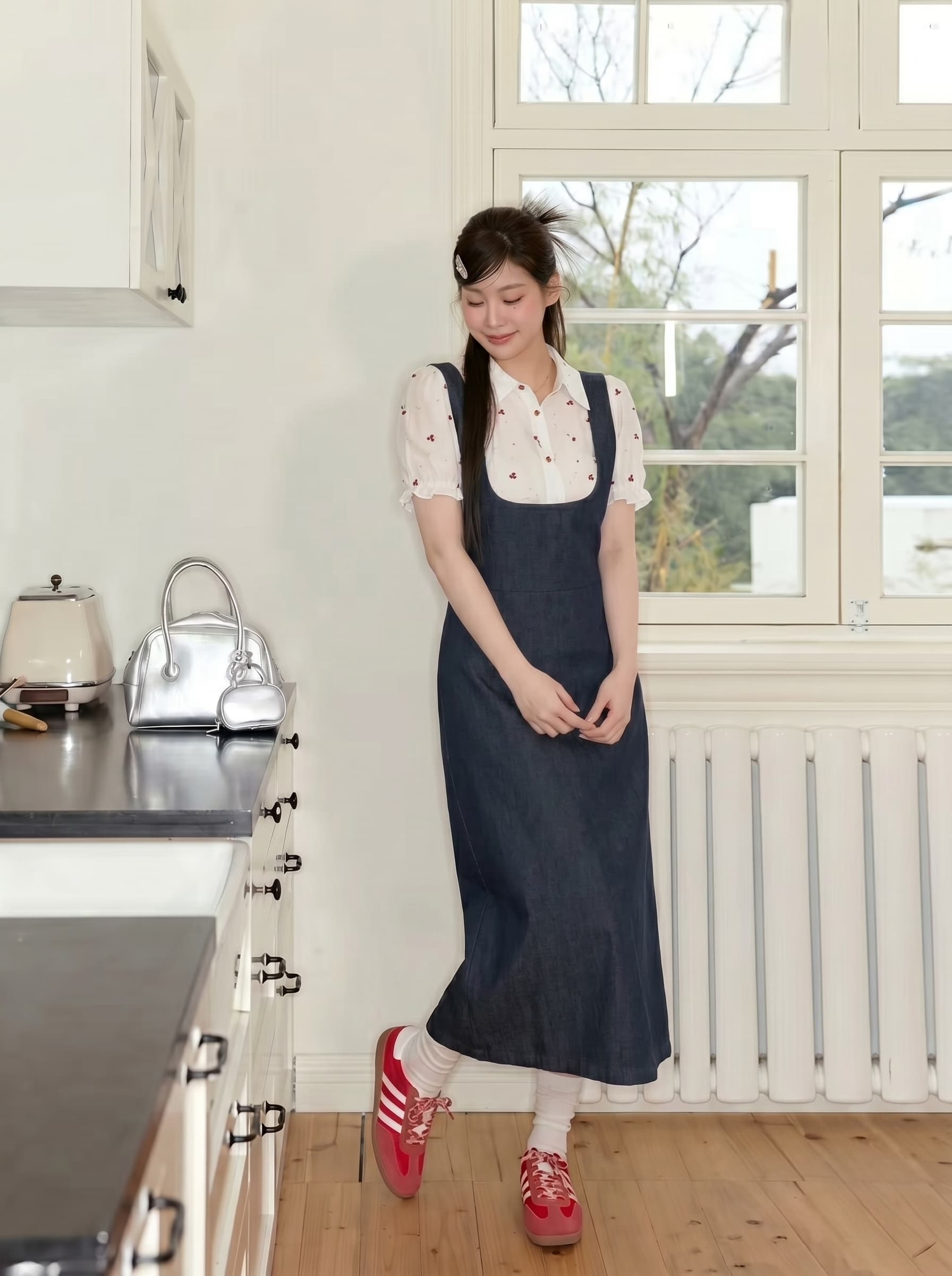 실사 빅 사이즈 여성 의류 품격 부드러운 프릴 셔츠 멜빵 드레스 여름 새로운 캐주얼 투피스 세트 상세 이미지 11