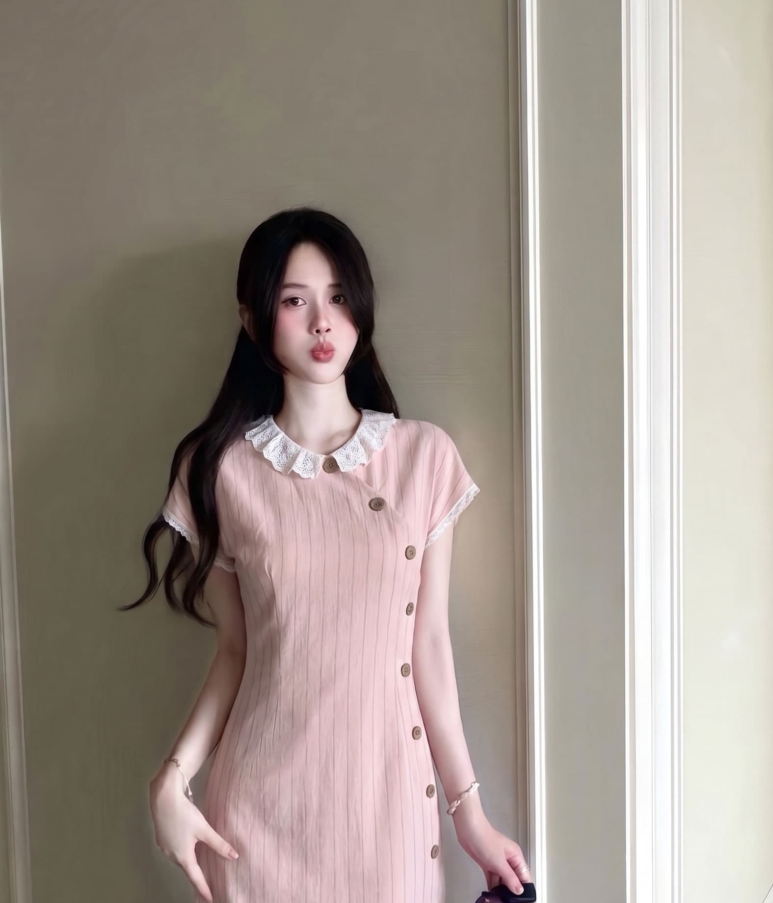 실사 빅 사이즈 여성 의류 새로운 중식 치파오 반팔 여성 드레스 지방 mm 허리 수축 슬림해 보이는 2025 여름 새로운 상세 이미지 4