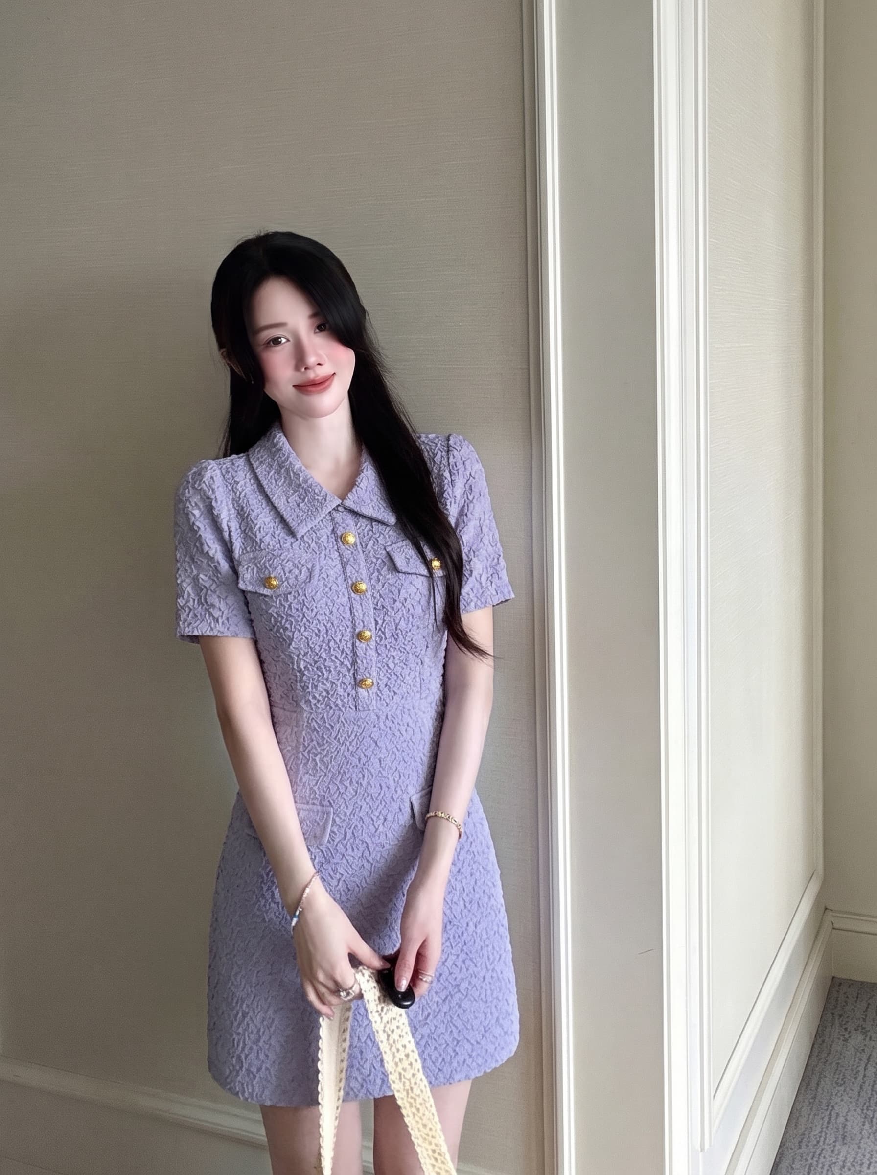 실사 빅 사이즈 여성 의류 여름 명문 여성 허리 수축 품격 하이웨이스트 디스플레이 높음 슬림해 보이는 패션 작은 샤넬 스타일 드레스 이미지 2