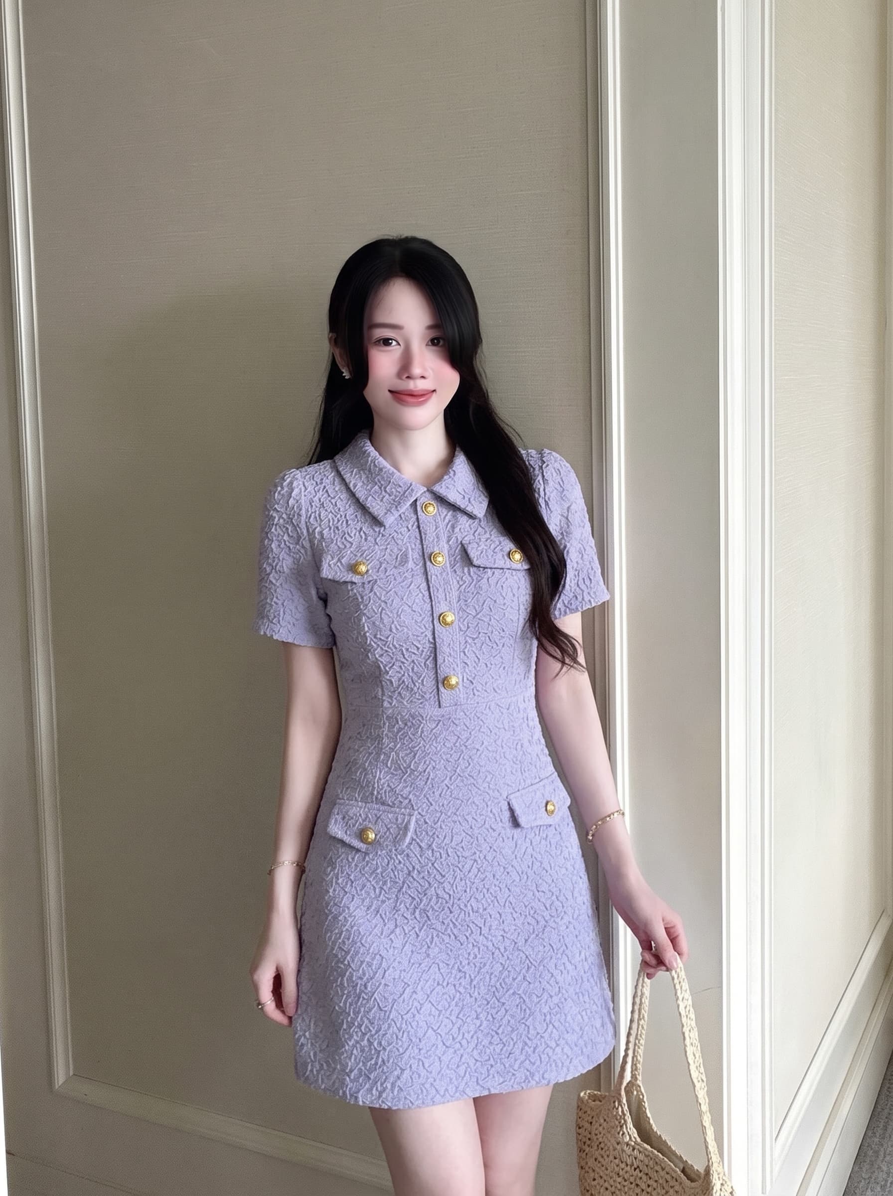 실사 빅 사이즈 여성 의류 여름 명문 여성 허리 수축 품격 하이웨이스트 디스플레이 높음 슬림해 보이는 패션 작은 샤넬 스타일 드레스 상세 이미지 3